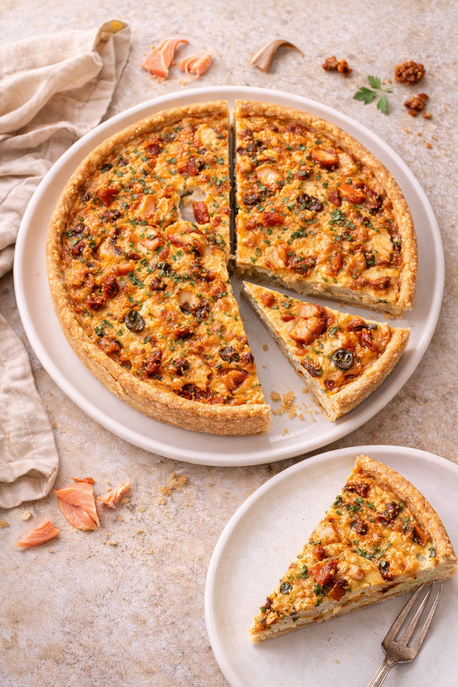 Salmon & Red Confit Quiche