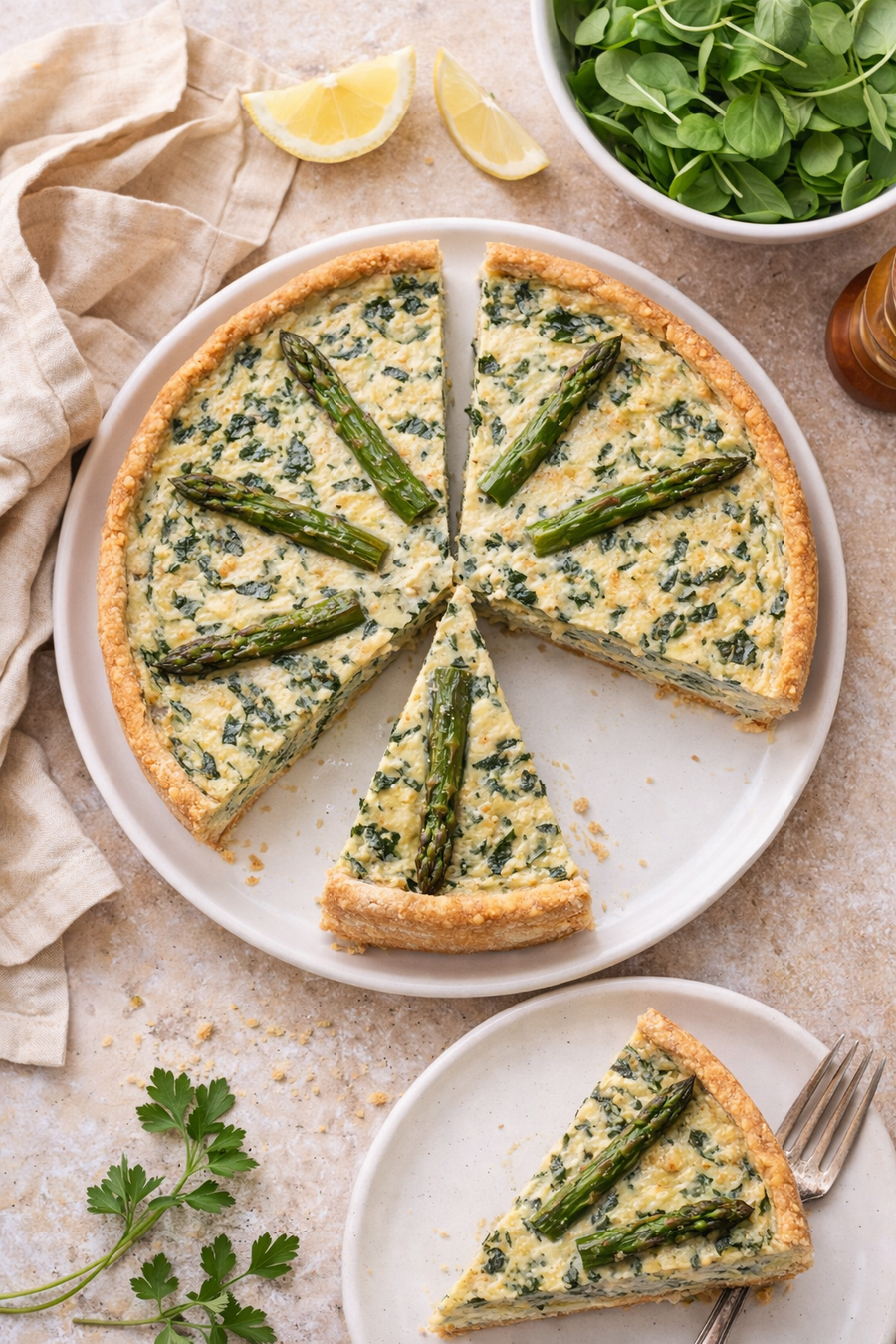 Spinach & Asparagus Quiche