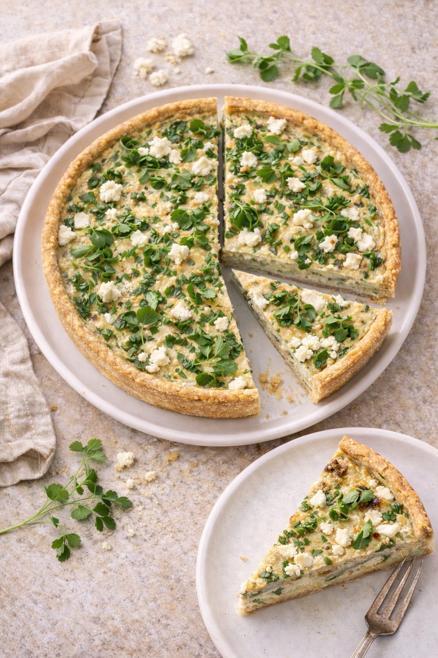 Goats Cheese with Watercress Quiche